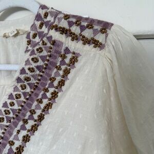 Embroidered Button Blouse